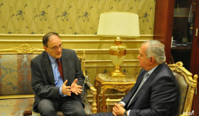 Meeting of Ambassador Armen Melkonian with Mohamed El-Orabi, the Chairman of the Foreign Relations Committee of the Parliament, the former Foreign Minister of Egypt.