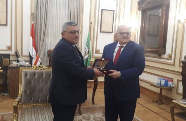 The meeting of the Ambassador of the Republic of Armenia H.E. Hrachya Poladyan with the President of Cairo University Mr. Mohamed Othman el-Khosht